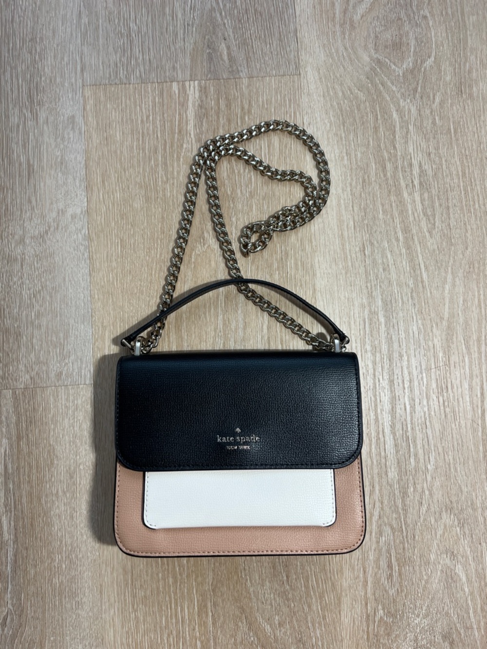 kate spade Black, White & Blush Colorblock Leather Crossbody